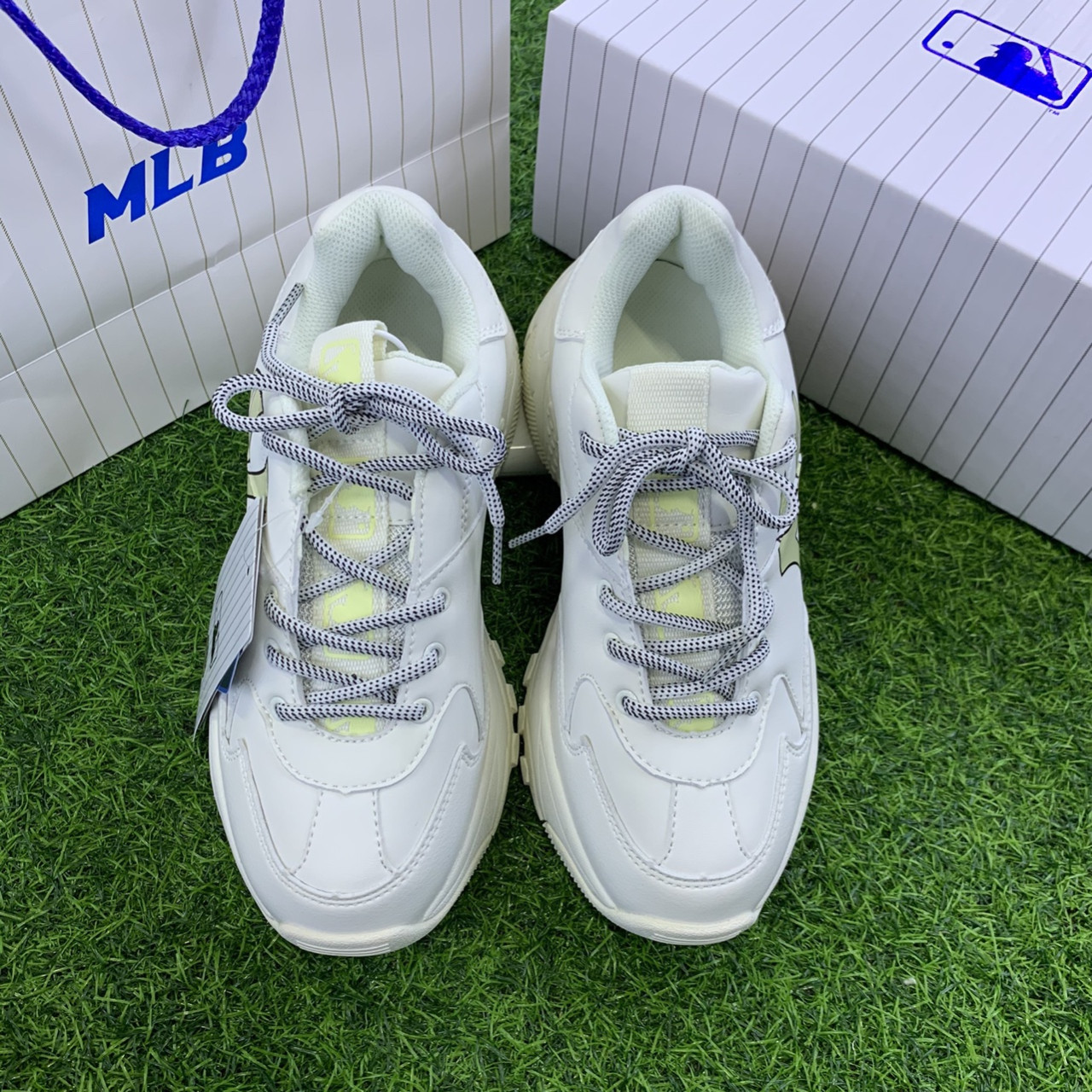 [Ảnh thật] giầy thể thao MLb NY trắng thời trang nữ
