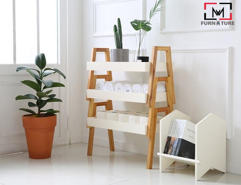 Kệ gỗ đa năng - combo 3 kệ gỗ trang trí full trắng - a case