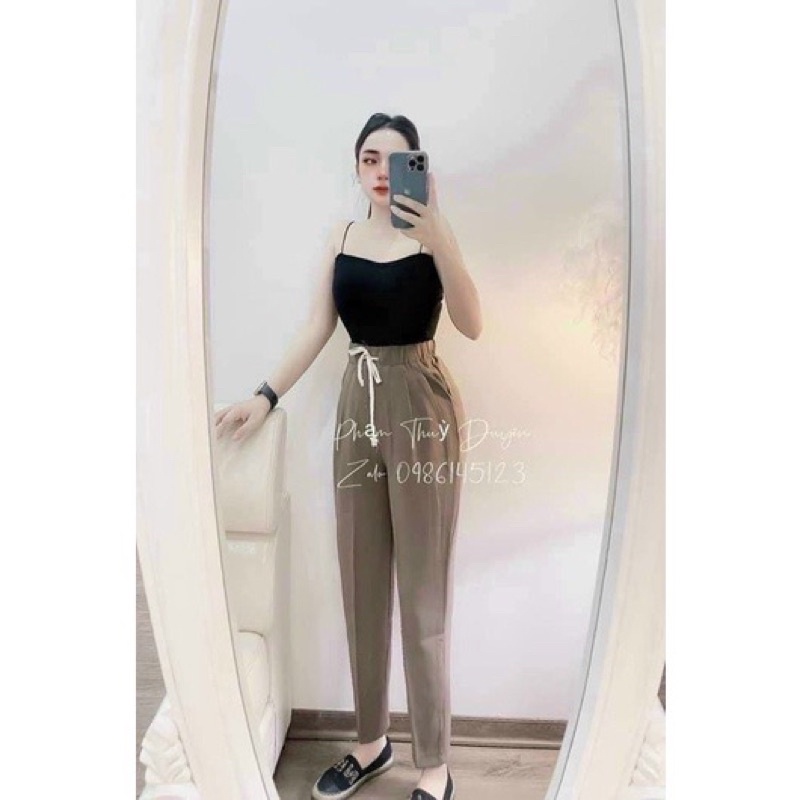 Quần Baggy Ruby Lưng Chun Dây Rút Phối Dáng Đứng Đẹp