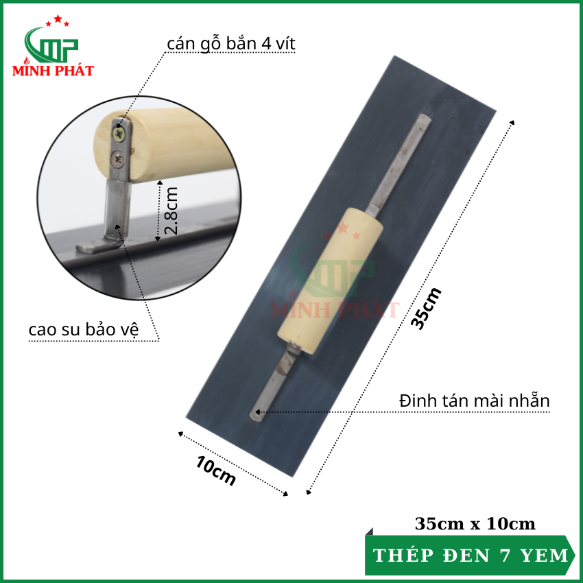 Dao thép trét bột sơn nước cán gỗ cao cấp, dao thép trét bột matit bột bả minh phát hàng siêu đẹp.