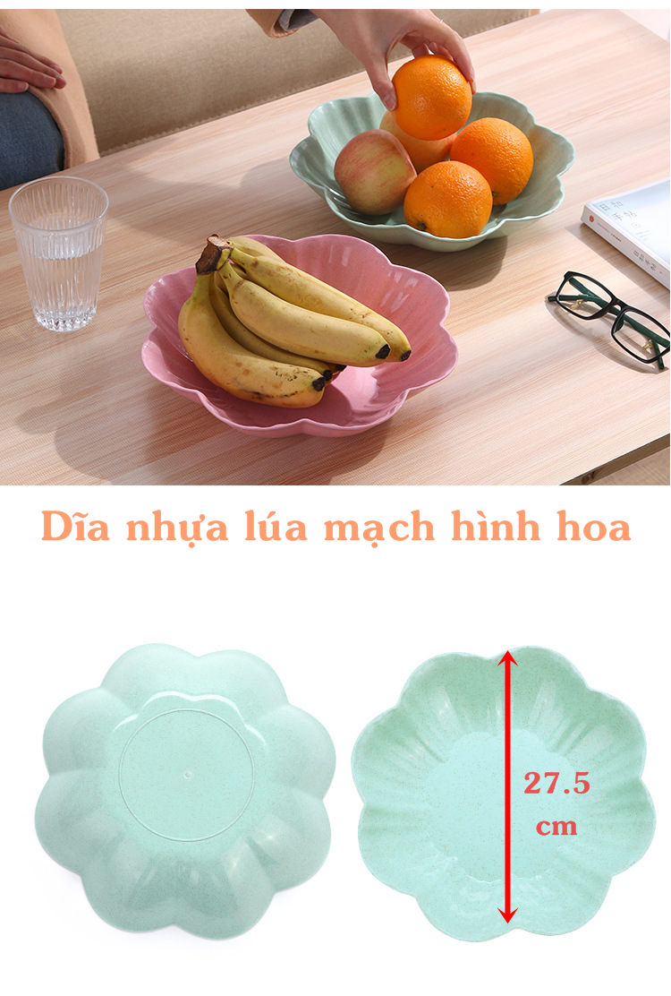 [HCM]Dĩa nhựa lúa mạch hình hoa size LỚN - KT: 27.5 cm