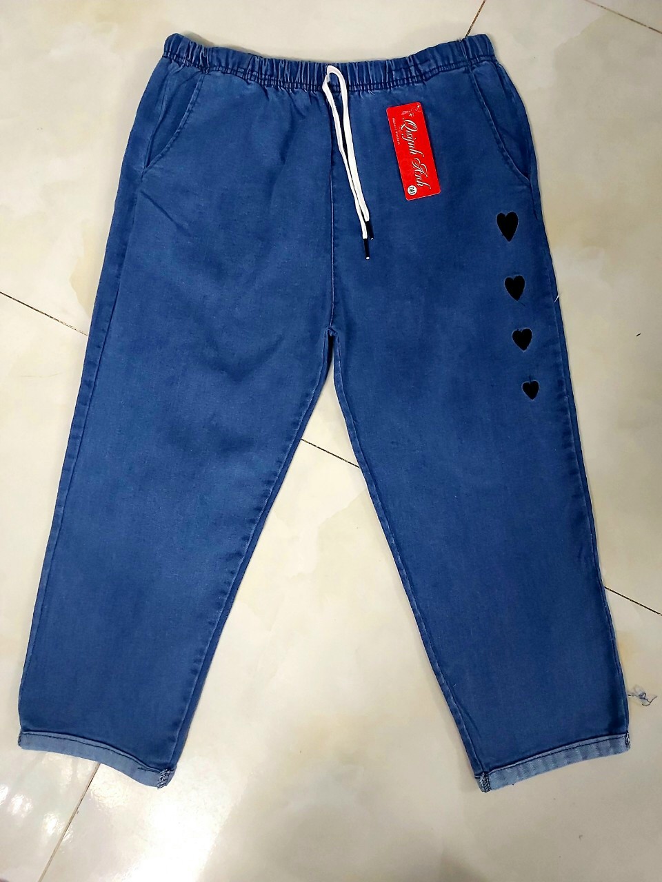 Quần Baggy Jean Nữ Kiểu Lỡ 9 Tấc Hàng Co Giãn Lưng Thun Ảnh Thật