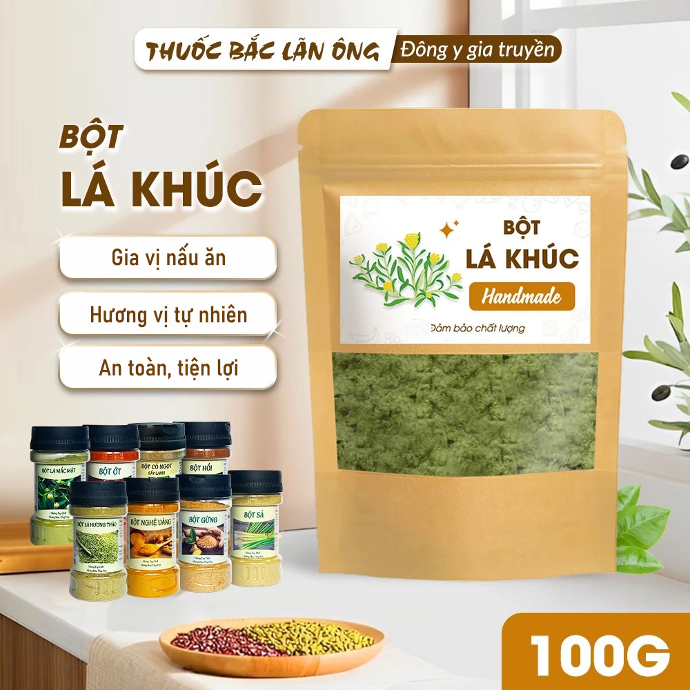 Bột lá khúc nguyên chất 100g (Bột rau khúc, bánh xôi khúc) - Thuốc Bắc Lãn Ông
