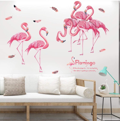 Decal trang trí tường - Combo dây lá trần treo phối Hạt Hồng