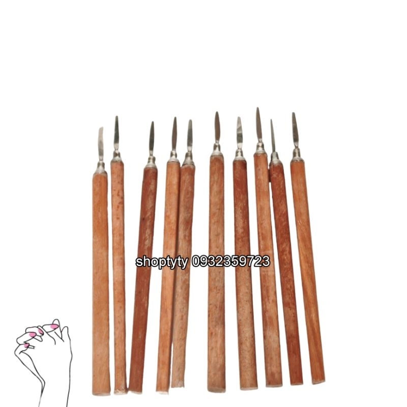 ( Combo 5 cây ) Cây Lấy Khoé Vệ Sinh Móng Tai Móng Chân - Mẫu Cán Gỗ 7cm