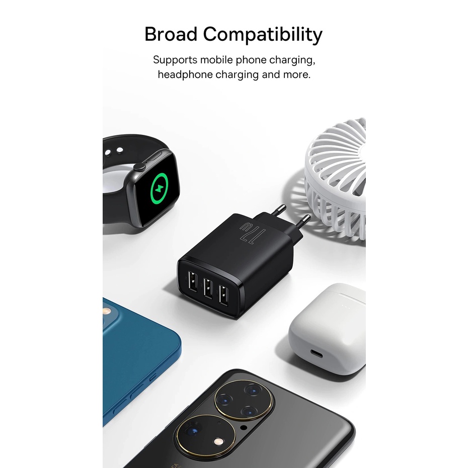 Củ Sạc Đa Năng Baseus Compact Charger  3 cổng USB CCXJ 17W