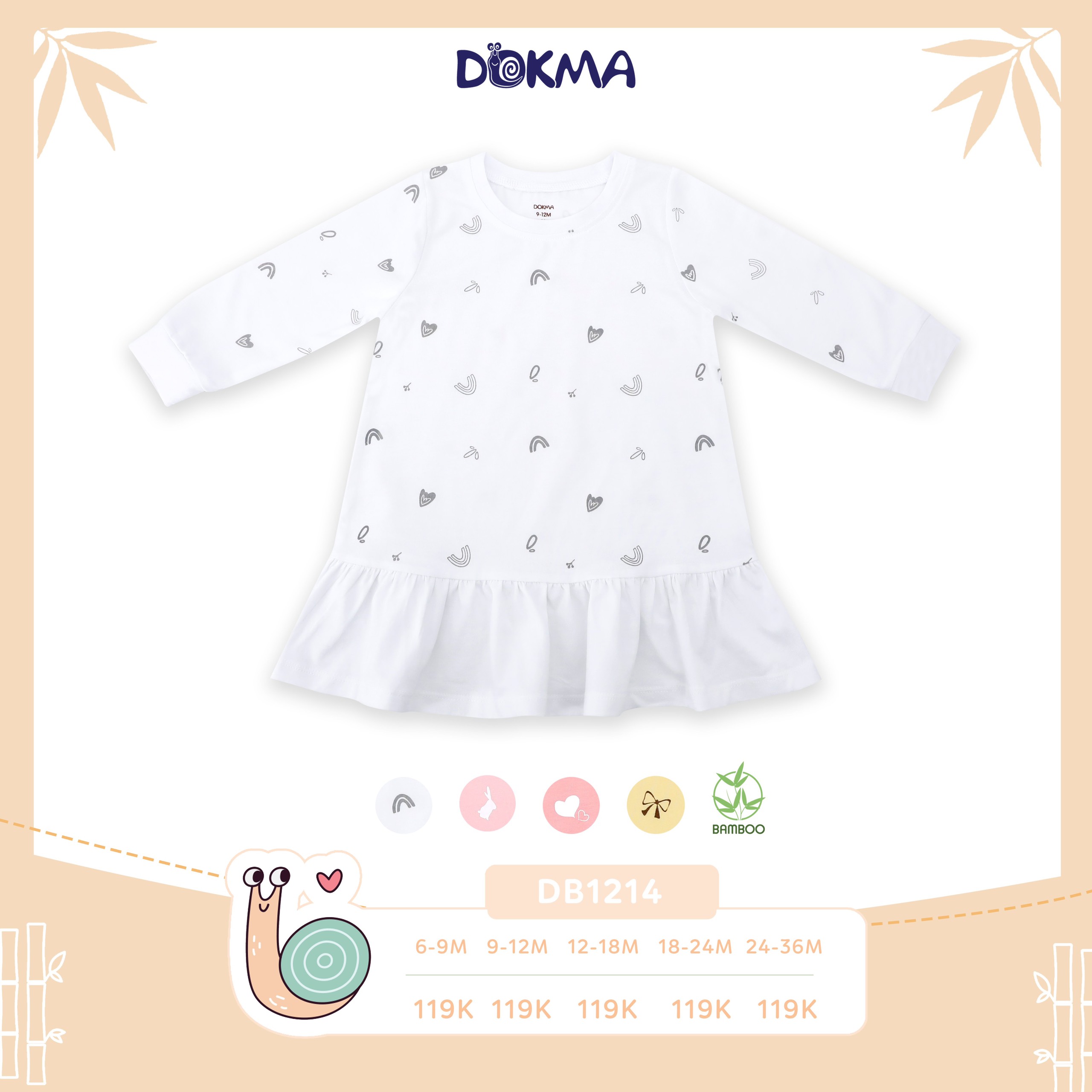 Db1214 - db1088 váy đầm bé gái dài tay thu đông bamboo/ cotton dokma