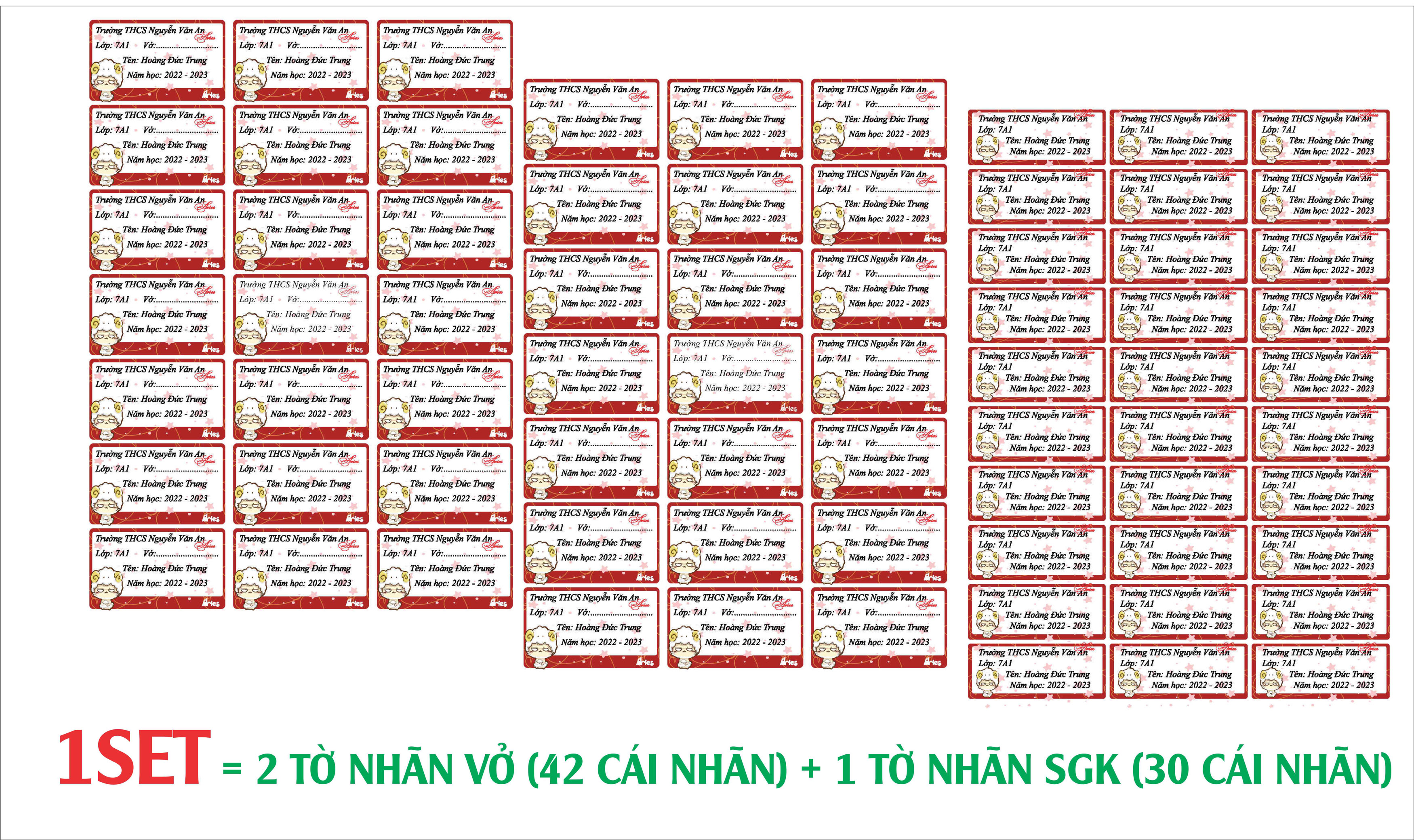 1 Set Nhãn vở in theo yêu cầu