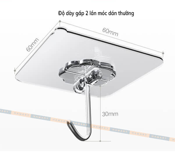 COMBO 5 Miếng Dán Tường Ánh Kim INOX Móc Treo Đồ Đa Năng Chịu Lực Siêu Dính Tường