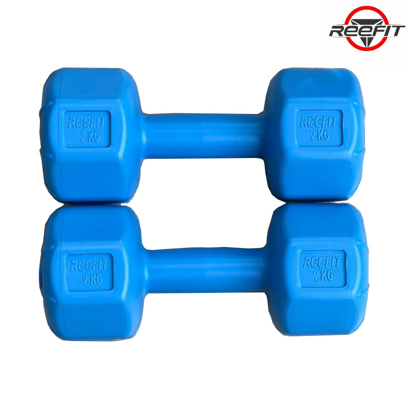 Bộ 2 tạ tay nhựa bát giác 2kg Reefit đã có ruột (2 tạ 2kg, tổng 4kg)