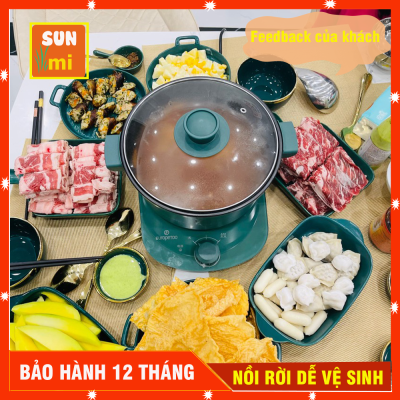 Nồi Lẩu Mini Cắm Điện Đa Năng Có Đế Rời Dễ Dàng Vệ Sinh - Nồi Lẩu Điện Chống Dính Cao Cấp Chất Liệu Dày Dặn, Noi Lau, Nồi Điện Đa Năng Bảo Hành 12 Tháng
