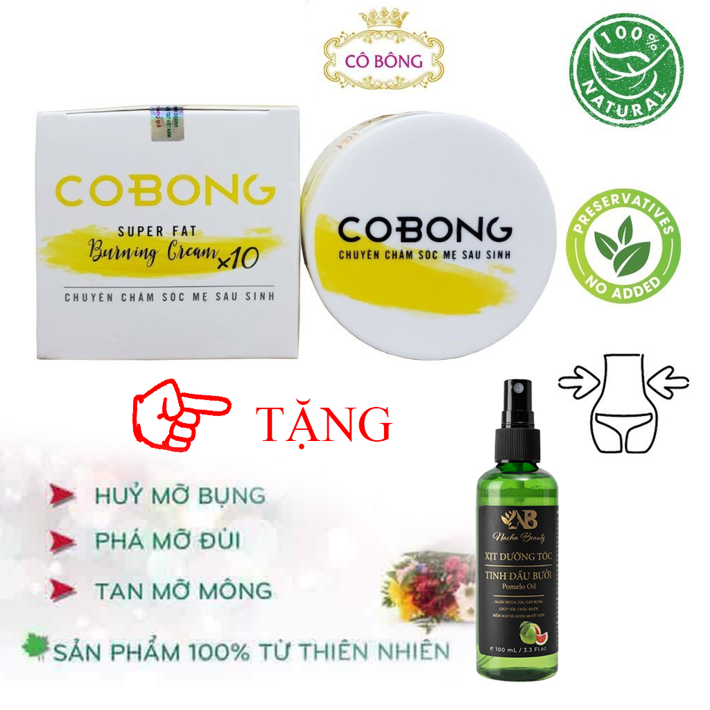 ( TẶNG POMELO ) Kem Tan Mỡ Cô Bông 150g Giảm Mỡ Bụng [ Kèm Thước Dây ]