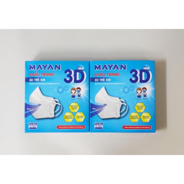 Khẩu Trang 3D Mayan Trẻ Em Hộp 10 Cái