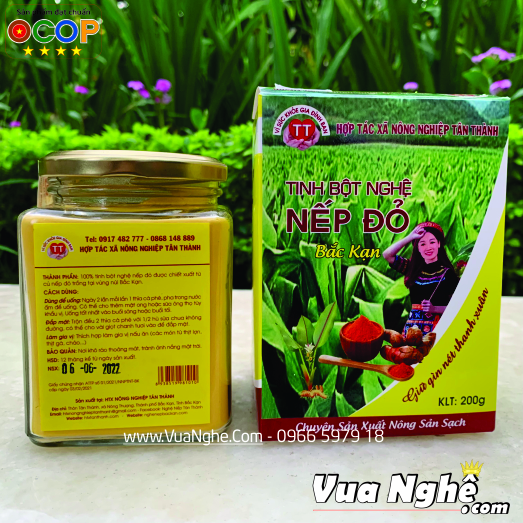 Tinh bột nghệ nếp đỏ bắc kạn nguyên chất - tbndo hũ thủy tinh 200g