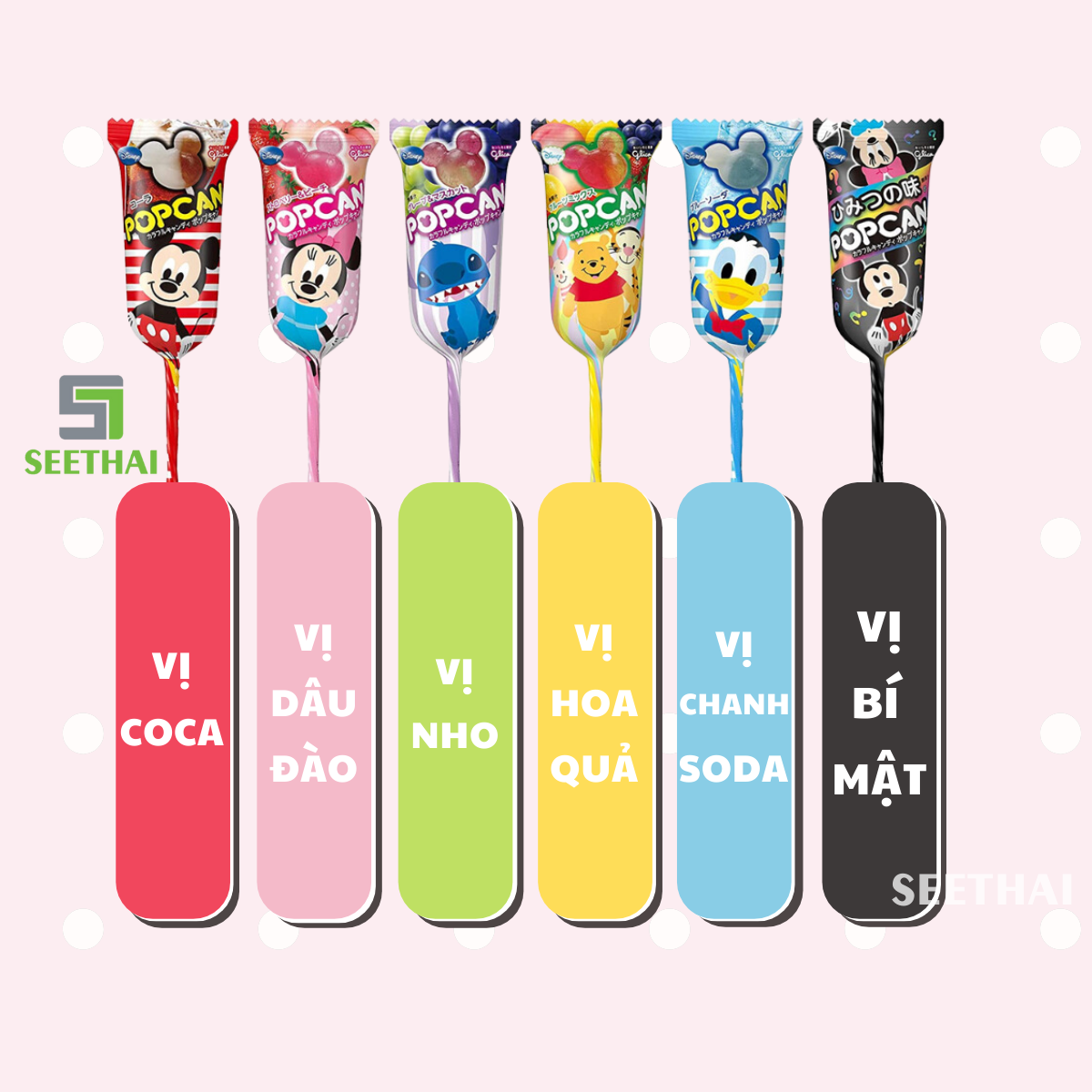 Kẹo mút trái cây POP CAN Mickey Glico Nhật Bản