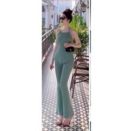 Sét bộ nữ áo dây yếm thắt nơ cổ + quần dài (có mút ngực)