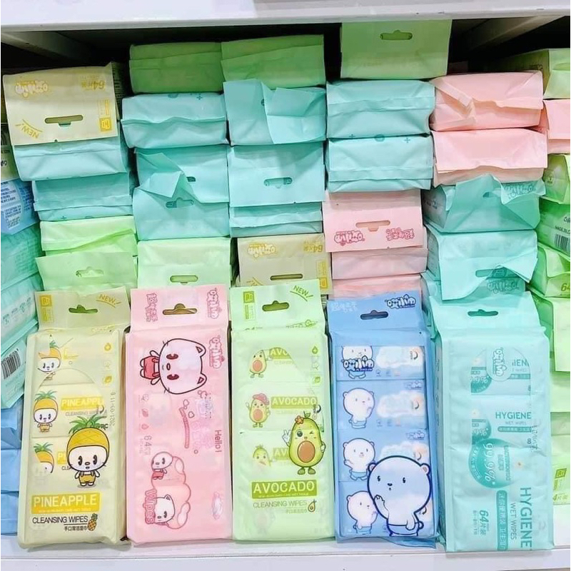 Khăn Giấy Ướt Mini Bỏ Túi Tiện Lợi (Set 8 Gói 64 tờ)
