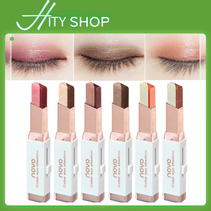 Bút sáp màu mắt NOVO Eyeshadow Double Color Grandient Stick (Phấn mắt NOVO dạng thỏi 2 màu có ánh nhũ)