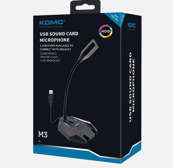 MICROPHONE CỔNG USB KOMC M3 LED RGB
