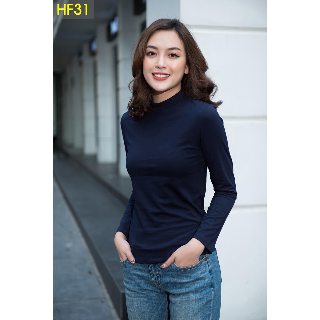 Áo giữ nhiệt nữ thun cổ 3 phân