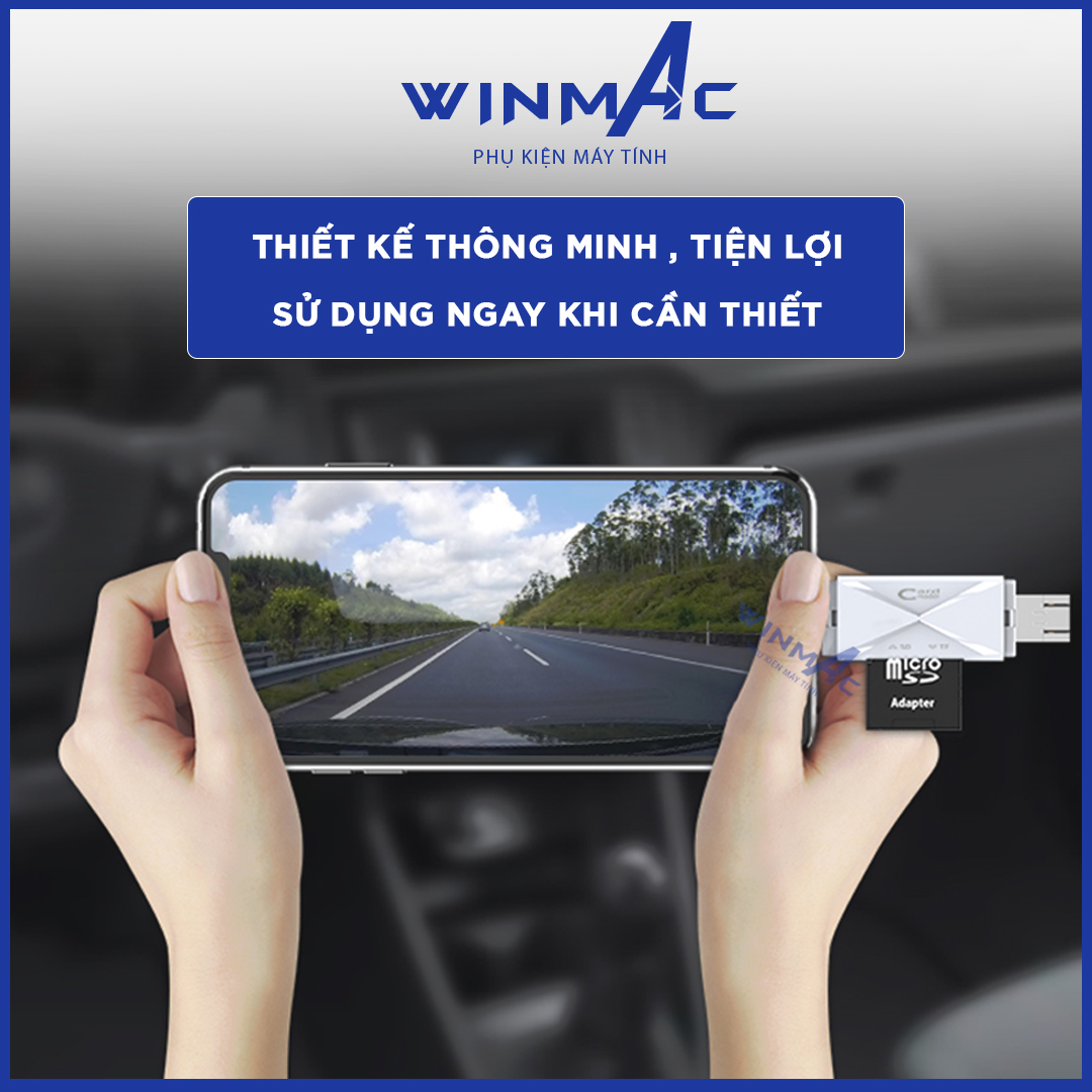Đầu Đọc Thẻ Nhớ iPhone, Android, Máy tính - Hỗ trợ thẻ SD/Micro SD - Cổng USB / Lightning / Micro USB - Winmac