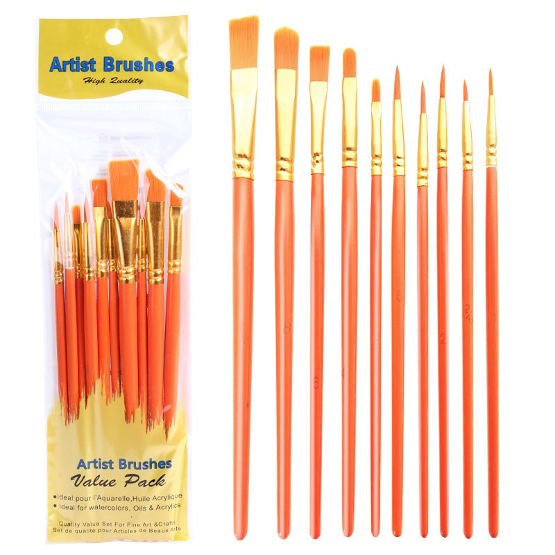 Bộ 10 cọ vẽ chuyên dụng vẽ màu nước, màu acrylic, tô tranh số hoá - Bộ cọ vẽ tiện dụng với nhiều kích cỡ