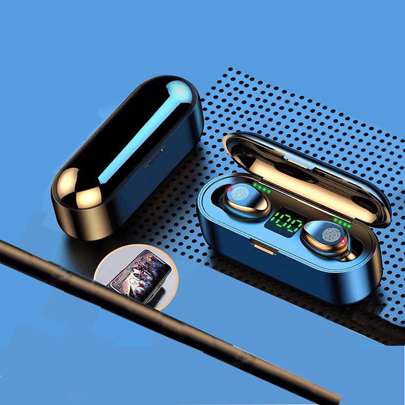 Tai Nghe Nhét Tai Không Dây F9 TWS Chính Hãng, Tai Nghe Bluetooth 5.0, Điều Khiển Cảm Ứng, Có Màn Hình LED, Chống Nước, Hộp Sạc 2000MAh