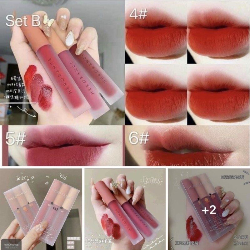Set 3 Son Kem Lì Herorang- Set Son Màu Siêu Đẹp - Hot Trend 2020