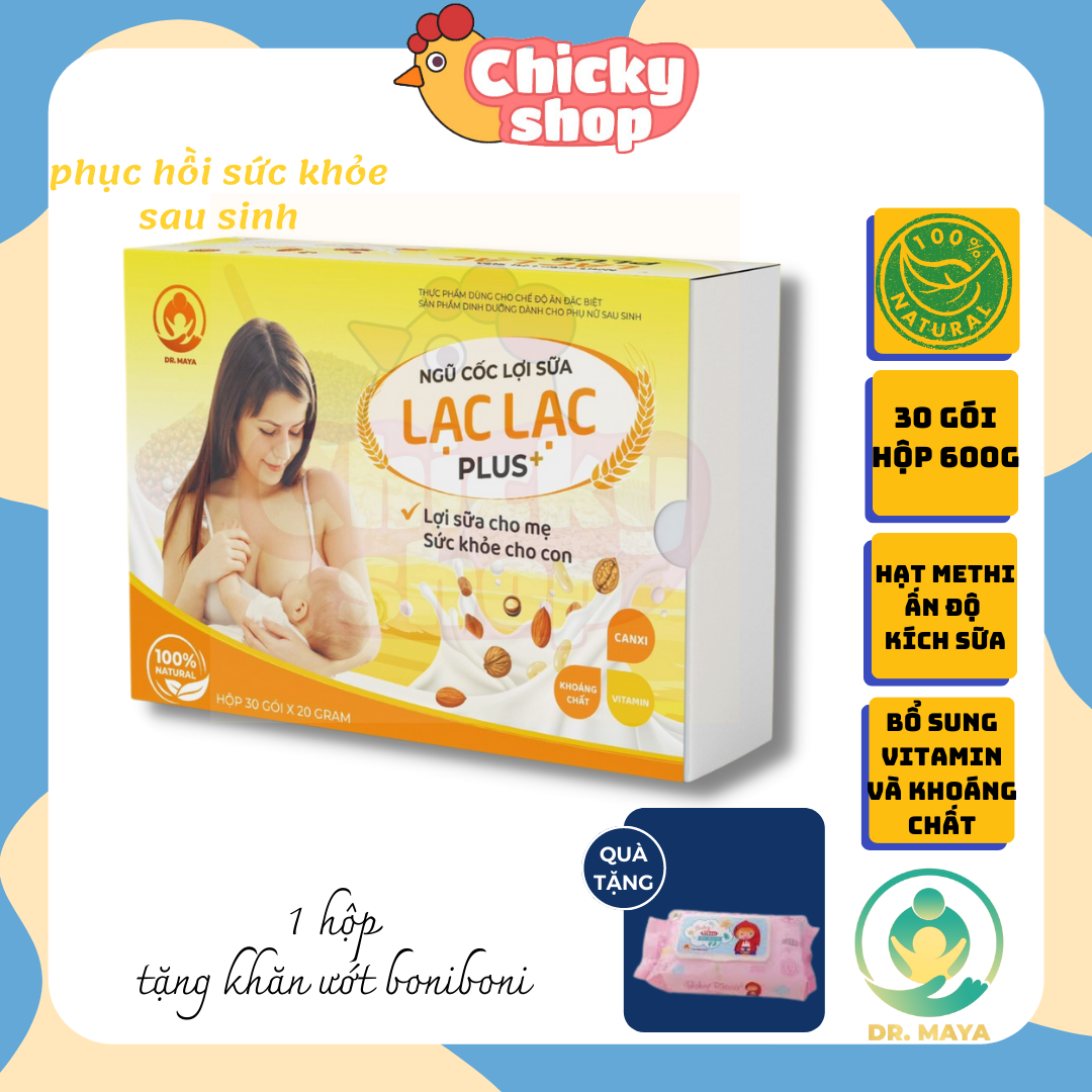 Ngũ cốc lợi sữa Lạc Lạc chuyên lợi sữa cho mẹ sau sinh 100% organic 600g (mẫu mới) (hộp/30 gói)