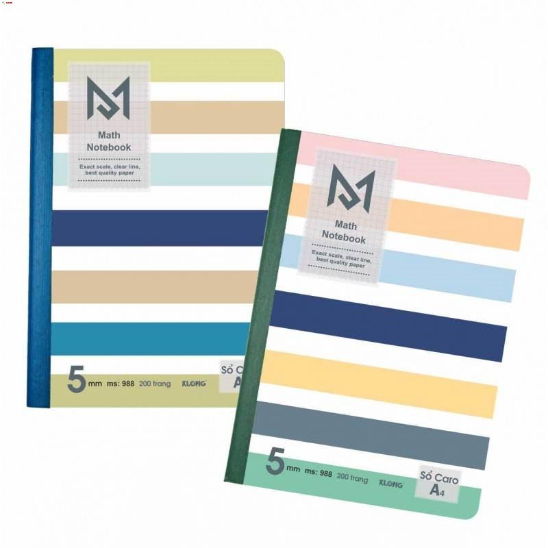 -Sổ KLONG Caro A4 Math Notebook may 200 trang; MS 988 [Klong]