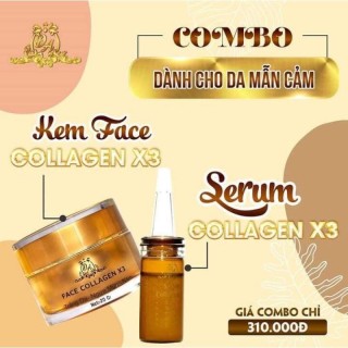 Combo Kem Face Và Serum Collagen X3 hết mụn hết thâm nám mờ tàn nhang xóa nếp nhăn thumbnail