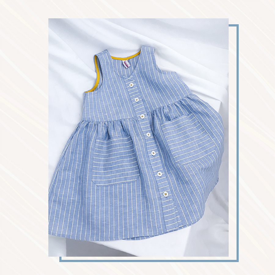Cutieland - Đầm linen sọc 2 túi