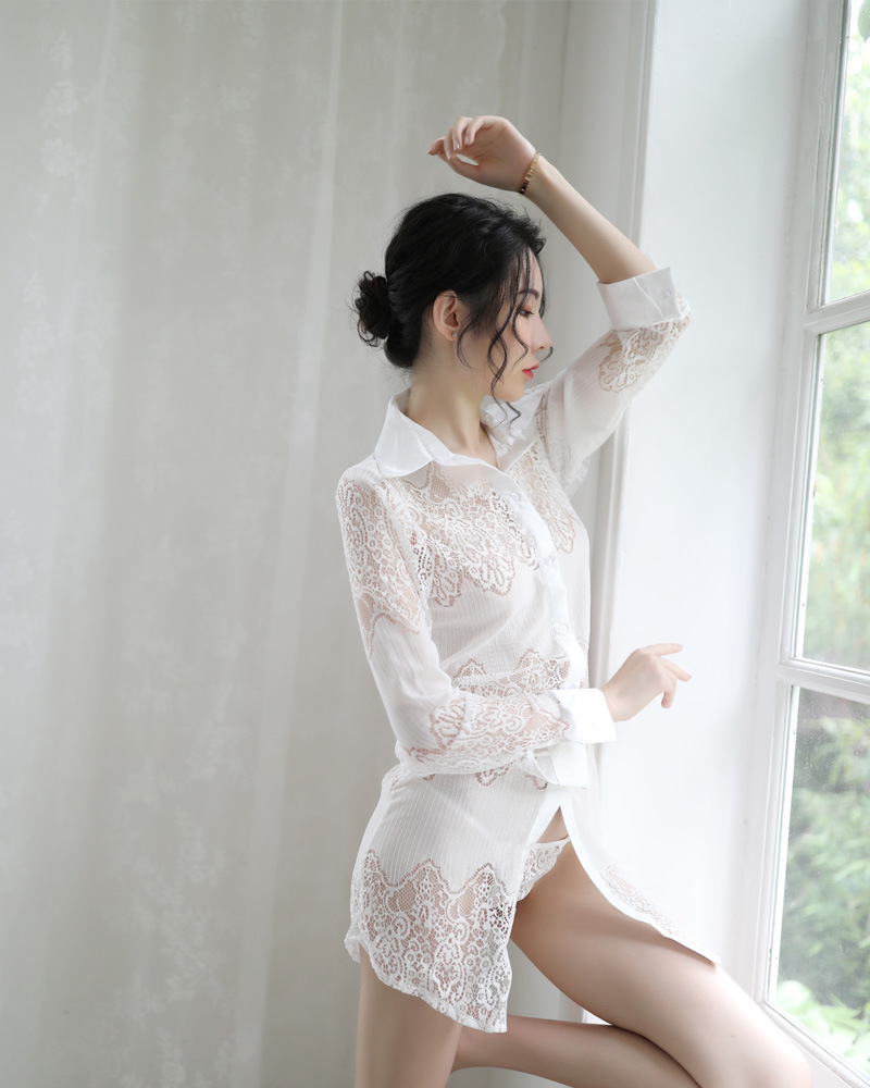 Áo Sơ Mi Ngủ Ren Cao Cấp Form Giấu Quần