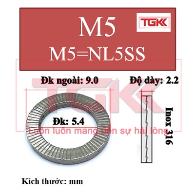 Long đen chống xoay inox 316l m3-m20