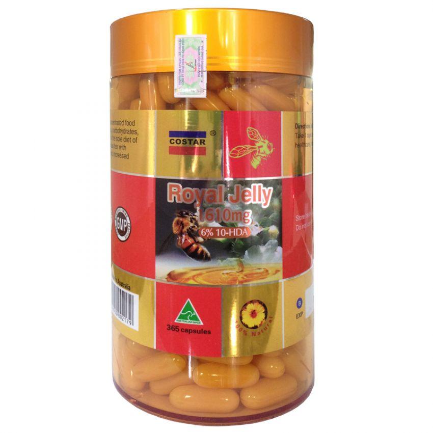 Sữa ong chúa Costar Royal Jelly 1610mg giúp tăng cường sinh lực và thể lực, làm đẹp da 365 viên