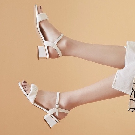 Giày Sandal Cao Gót 5p Phối Xếp Ly Xinh Xắn Mã LCS58