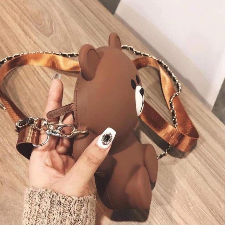 [HCM]Túi đeo chéo gấu Brown silicone