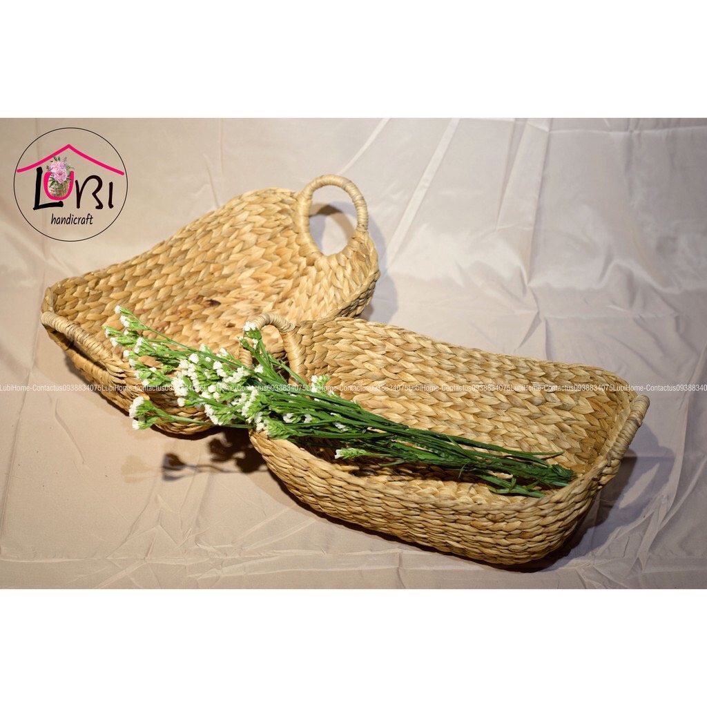 [Lubi Home] - Giỏ đựng đồ đan lục bình oval xinh xắn