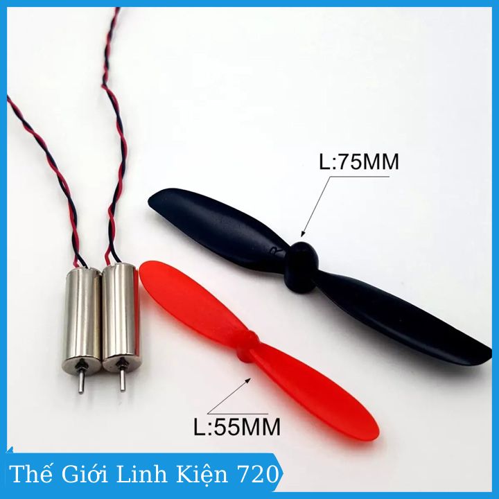 Bộ 2 động cơ máy bay coreless 720 và 2 cánh 75mm