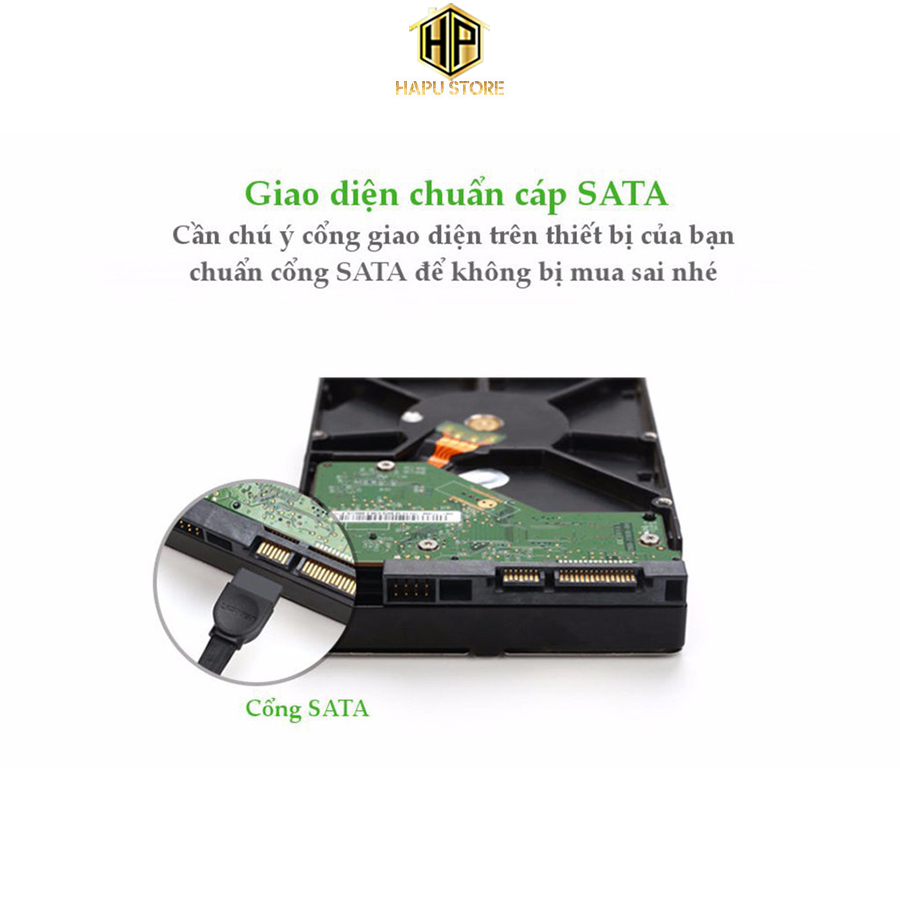 Cáp SATA 3.0 Ugreen 30797 dài 50cm đầu bẻ góc 90 độ cao cấp - HapuStore