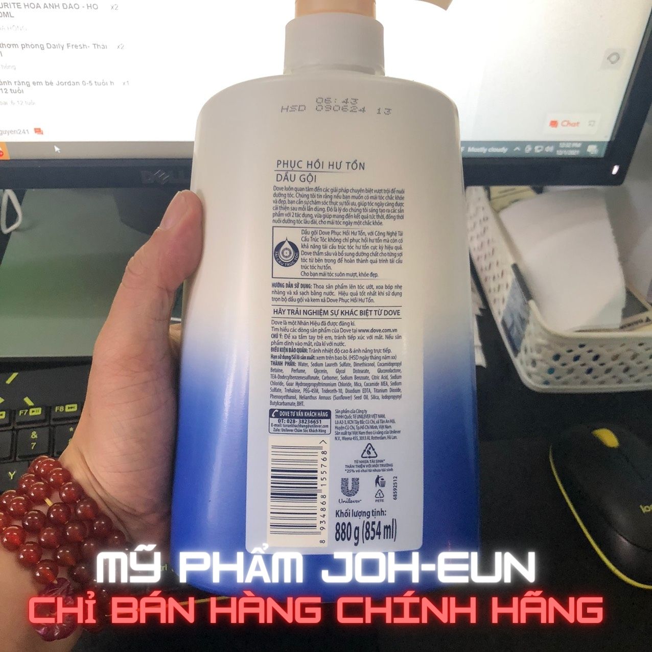 [HCM]DẦU GỘI DOVE 880G