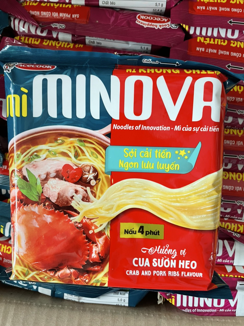 Mì không chiên minova hương vị cua sườn heo gói 76g - bat muoi