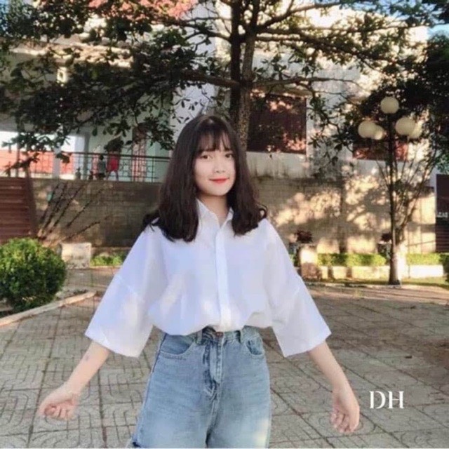 Sơ mi nữ form rộng, sơ mi nữ kiểu cá tính [ SM TRẮNG ]