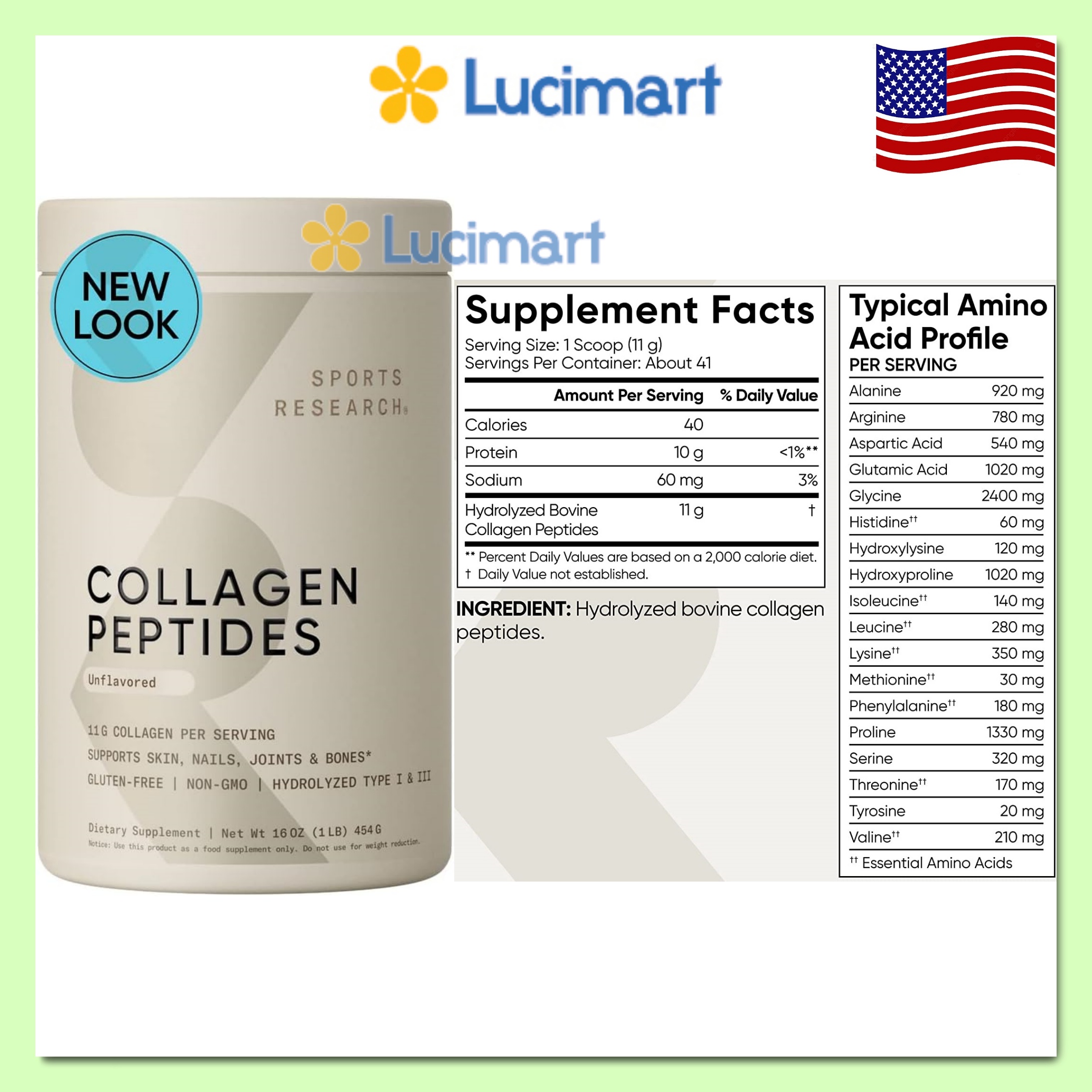 [HCM]Bột Collagen thủy phân SR Protein Collagen Peptides Hydrolyzed Type I & III Collagen nhiều hương vị [Hàng Mỹ]