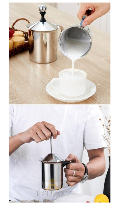 CA SỤC, ĐÁNH SỮA INOX TẠO BỌT, ĐÁNH SỮA LẠNH 400ml - 800ml ( Có Nắp )