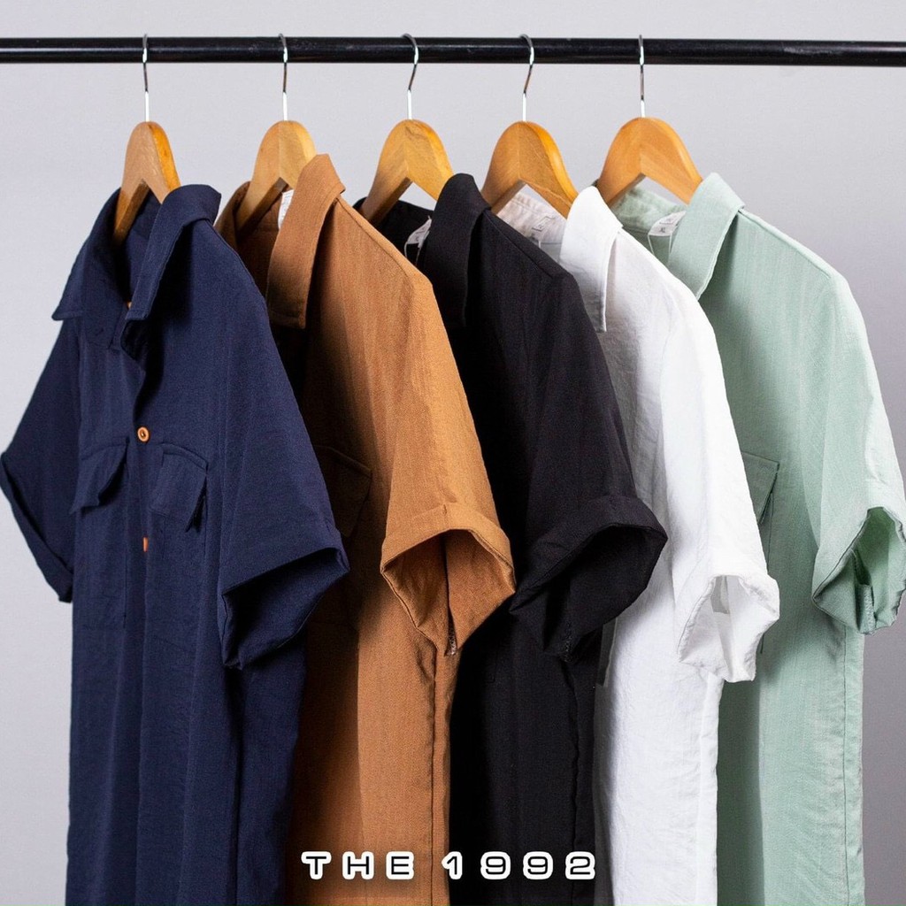 Áo sơ mi nam cộc tay phối túi chất đũi mặc cực mát - 𝑨𝒓𝒖 𝑺𝒉𝒐𝒑