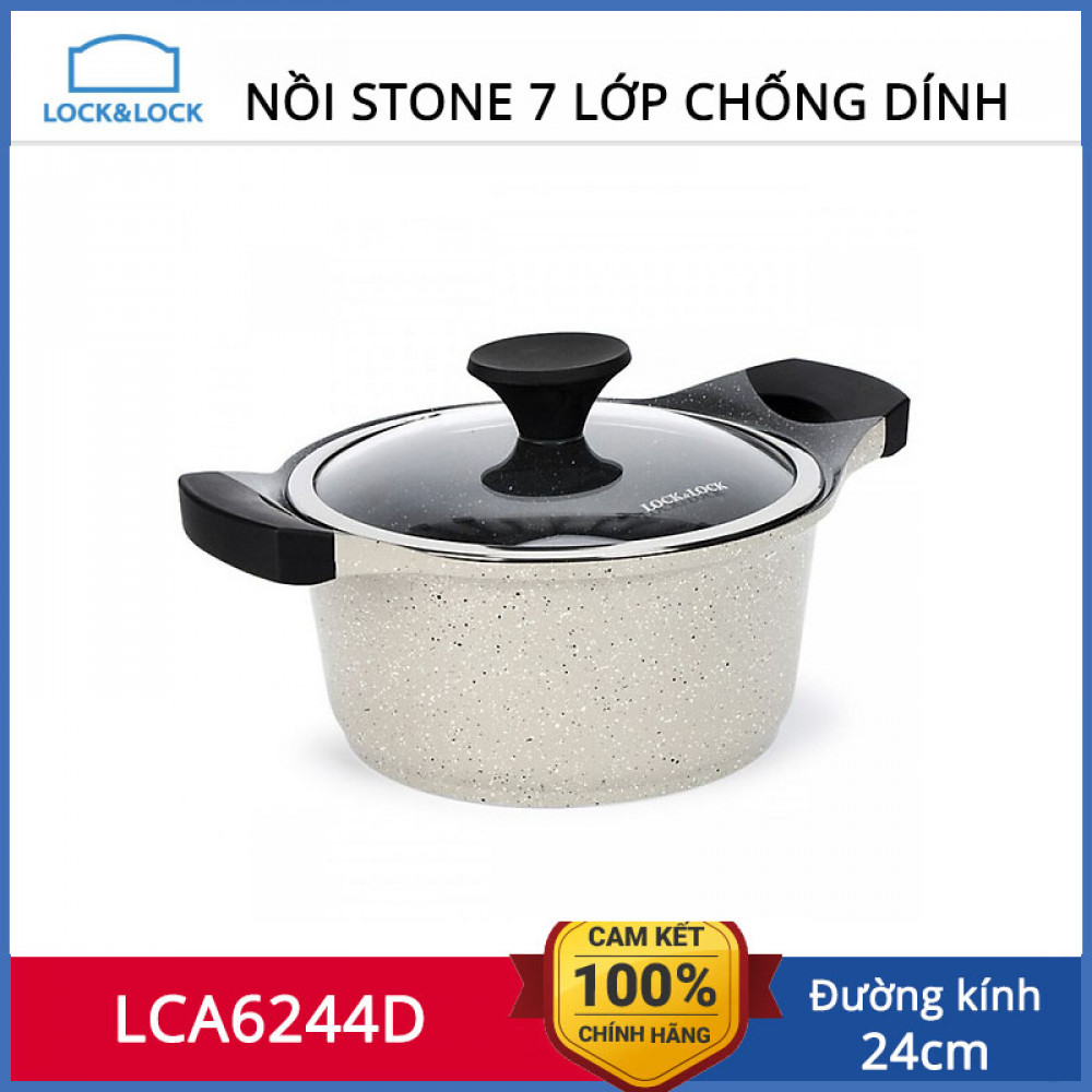 Bộ Lock&Lock Stone 7 Lớp Nồi Đá 24cm Và Chảo Đá 28cm
