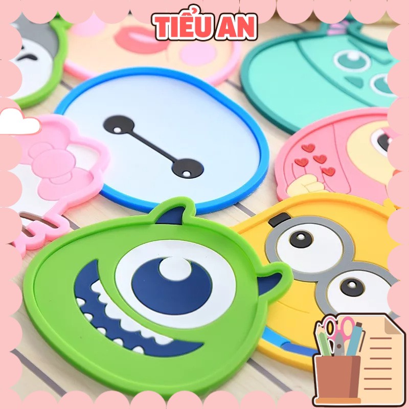 Miếng lót ly dẻo họa tiết hình 3D Cute