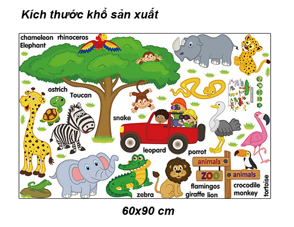 Decal dán tường Vườn thú tiếng anh số 1