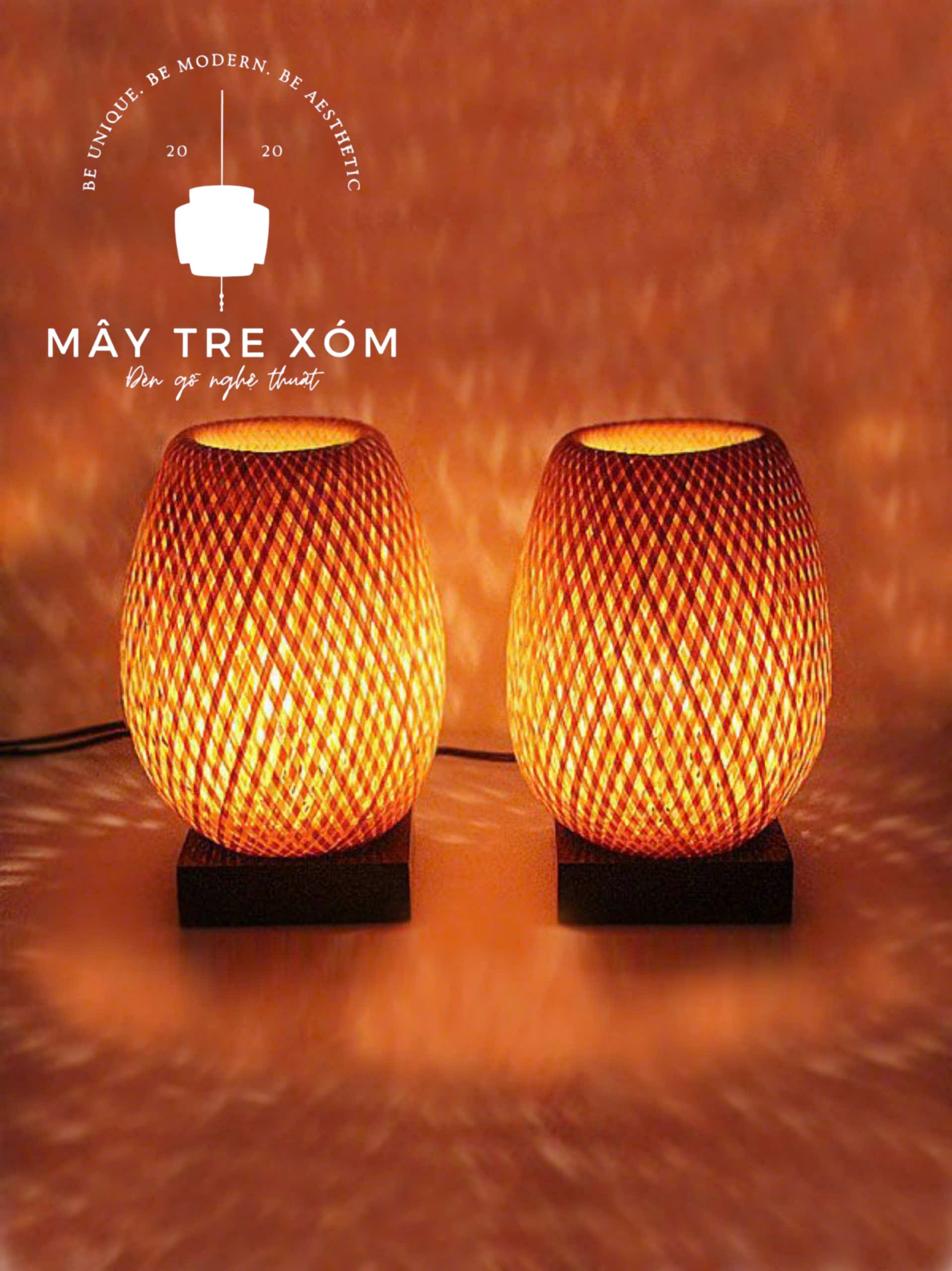 Đèn ngủ tre để bàn -trang trí phòng ngủ